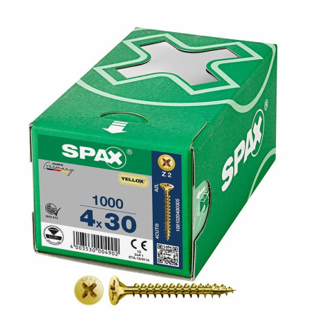 Caja de tornillos SPAX Yellox Z2 Cabeza plana 4,0 x 30 mm 1000 Unidade