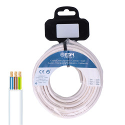 Cable Eléctrico Manguera EDM 28093 Blanco 20 m Audio 3 x 1 mm