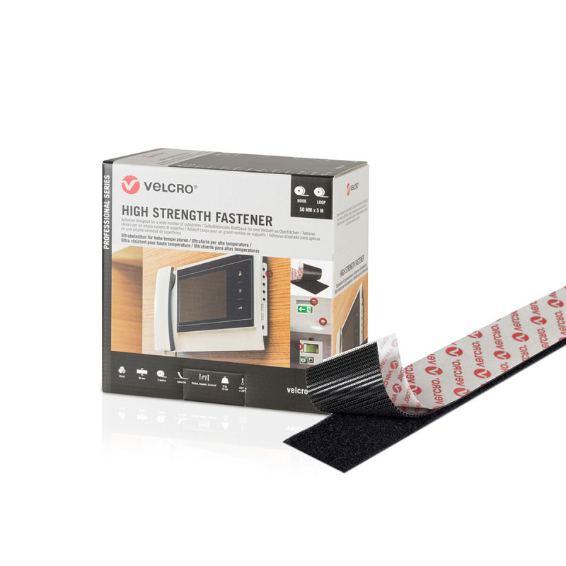 Cinta de Doble Cara Velcro Negro 50 mm x 5 m Extrafuerte Cinta de Doble Cara Velcro Negro 50 mm x 5 m Extrafuerte