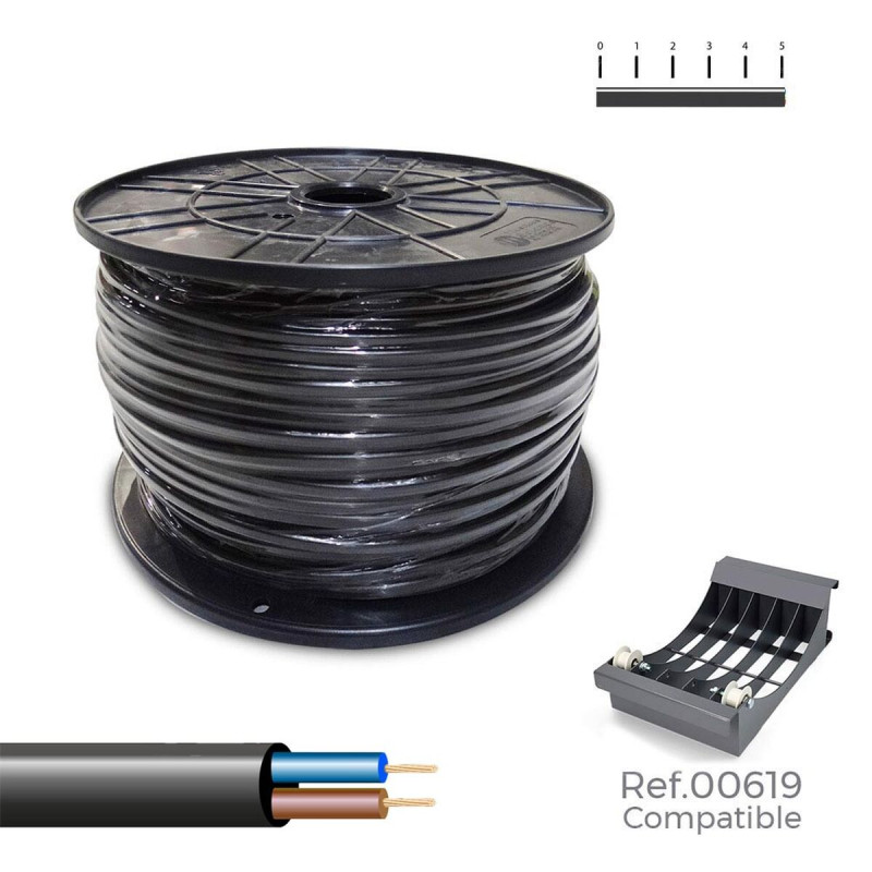 Cable Eléctrico Manguera Sediles Negro 2 x 1 mm 300 m H05VV-F Cable Eléctrico Manguera Sediles Negro 2 x 1 mm 300 m H05VV-F