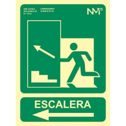 Cartel Archivo 2000 "SALIDA DE EMERGENCIA ESCALERA SUBE IZQUIERDA" PVC