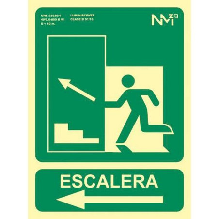 Cartel Archivo 2000 "SALIDA DE EMERGENCIA ESCALERA SUBE IZQUIERDA" PVC