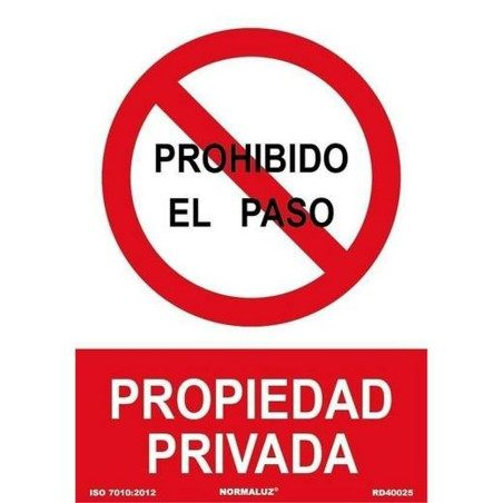 Cartel Archivo 2000 "PROHIBIDO EL PASO PROPIEDAD PRIVADA" Polipropilen