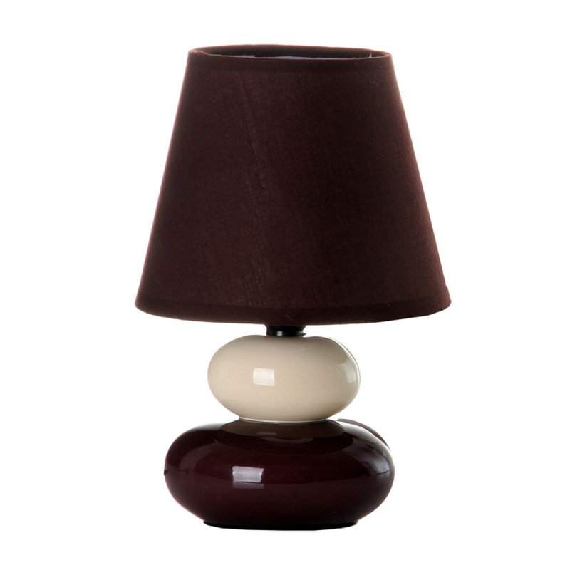 Lámpara de mesa Marrón Crema PVC Tela Cerámica 40 W 15 x 15 x 23 cm Lámpara de mesa Marrón Crema PVC Tela Cerámica 40 W 15 x 15 x 23 cm