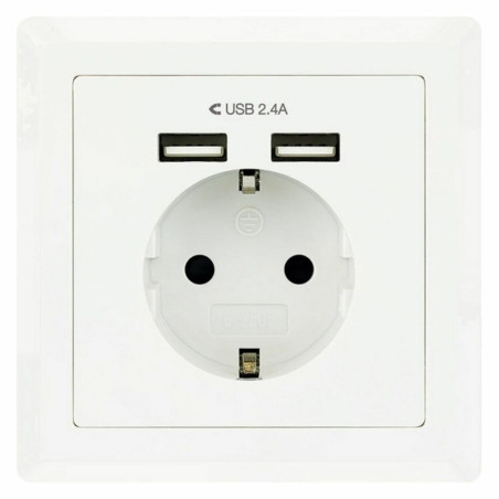 Enchufe Pared con 2 Puertos USB TooQ 10.35.0010 5V/2.4A Blanco 2,4 A