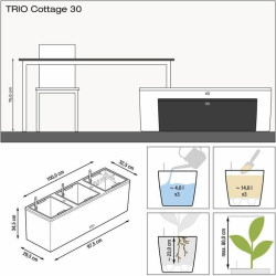 Jardinera Autorriego Lechuza TRIO Cottage Negro Polipropileno 100 x 32