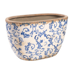 Jardinera Romimex Azul Blanco Porcelana Acabado envejecido 27 x 16 x 1