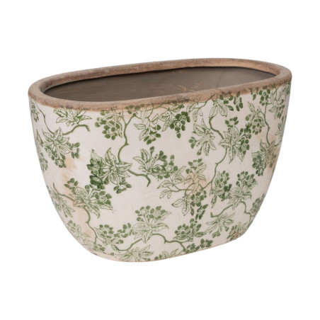Jardinera Romimex Verde Beige Porcelana Acabado envejecido 27 x 16 x 1