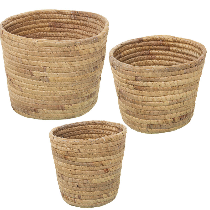 Set de Maceteros Alexandra House Living Marrón Ratán Fibra natural 3 Set de Maceteros Alexandra House Living Marrón Ratán Fibra natural 3