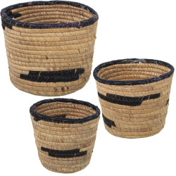 Set de Maceteros Alexandra House Living Marrón Ratán Fibra natural 3