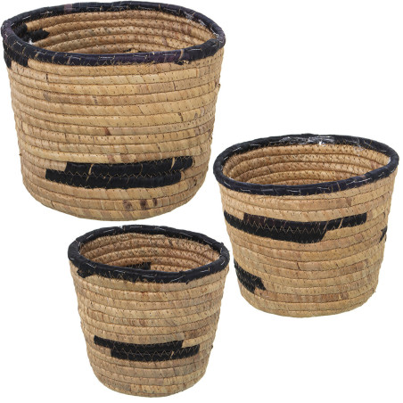 Set de Maceteros Alexandra House Living Marrón Ratán Fibra natural 3