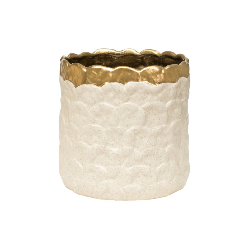 Macetero Romimex Blanco Dorado Porcelana 19 x 18 x 19 cm Macetero Romimex Blanco Dorado Porcelana 19 x 18 x 19 cm