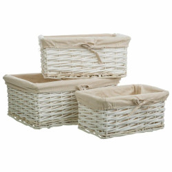 Cesto para la Ropa Sucia Alexandra House Living Blanco Mimbre Madera d