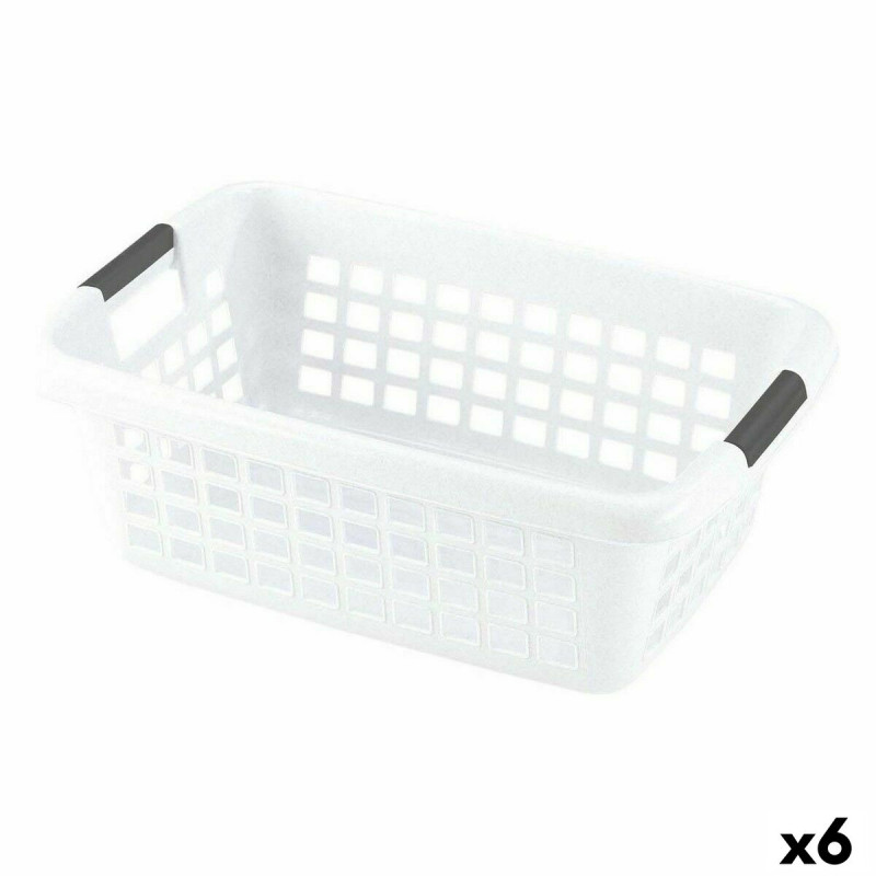 Cesto para la Ropa Sucia Con asas Blanco 70 L (6 Unidades) Cesto para la Ropa Sucia Con asas Blanco 70 L (6 Unidades)