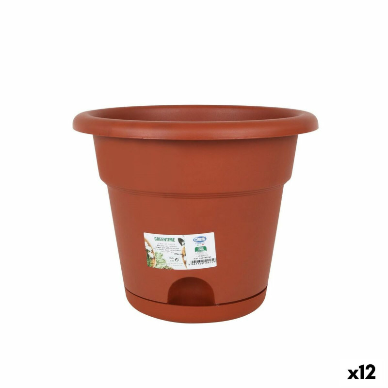 Maceta con Plato Dem Greentime Marrón 25 x 25 x 20 cm (12 Unidades) Maceta con Plato Dem Greentime Marrón 25 x 25 x 20 cm (12 Unidades)