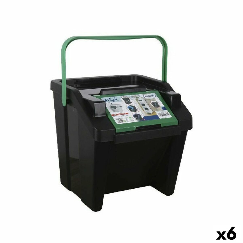 Cubo de Basura para Reciclaje Tontarelli Moda Apilable 28 L Verde (6 U Cubo de Basura para Reciclaje Tontarelli Moda Apilable 28 L Verde (6 U