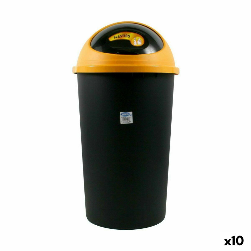 Cubo para la Basura Tontarelli Big hoop Amarillo Negro 50 L (10 Unidad