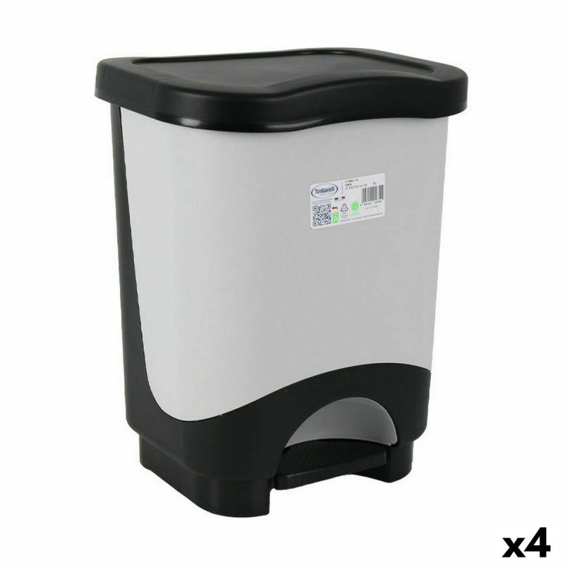Cubo de Basura con Pedal Tontarelli Idea 18 L Negro Gris 31,6 x 27,6 x