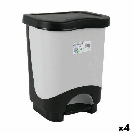 Cubo de Basura con Pedal Tontarelli Idea 18 L Negro Gris 31,6 x 27,6 x