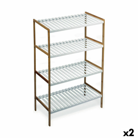 Estantería Confortime Blanco Marrón 4 Estantes Bambú 70 x 35 x 100