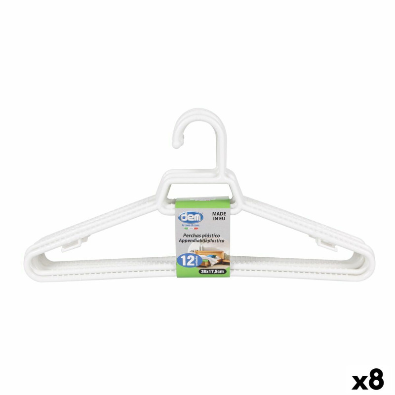Juego de Perchas Dem Blanco Plástico 12 Piezas 38 x 17,5 cm (8 Unidad