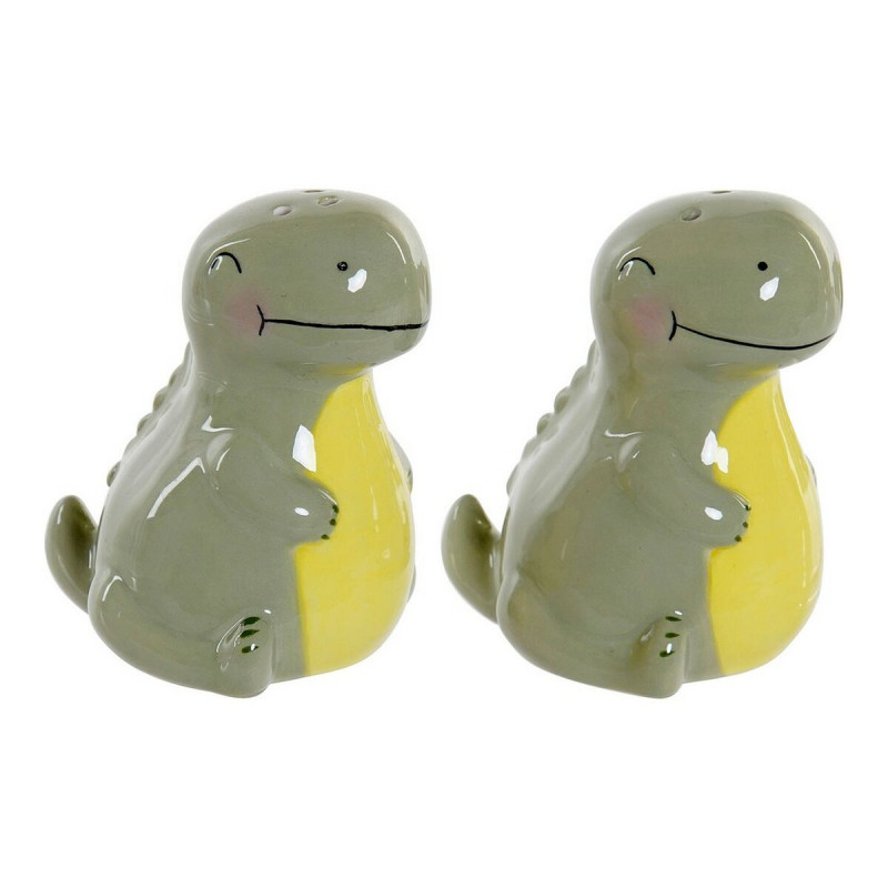 Salero con Tapa DKD Home Decor LC-173478 Dinosaurio Blanco Verde Dolom