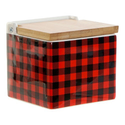 Salero con Tapa DKD Home Decor 8424001758265 Negro Rojo Bambú Dolomit