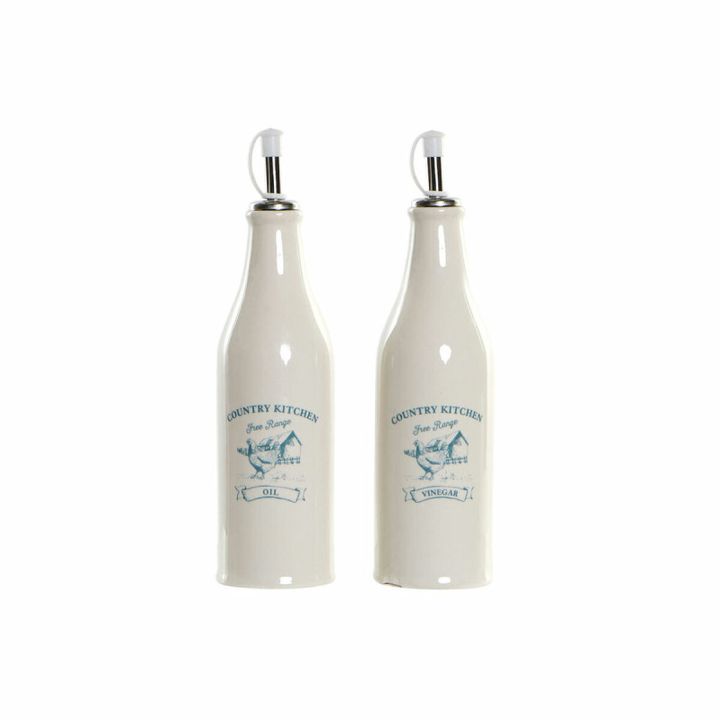 Set de Aceitera y Vinagrera DKD Home Decor 250 ml Blanco Verde Turques Set de Aceitera y Vinagrera DKD Home Decor 250 ml Blanco Verde Turques