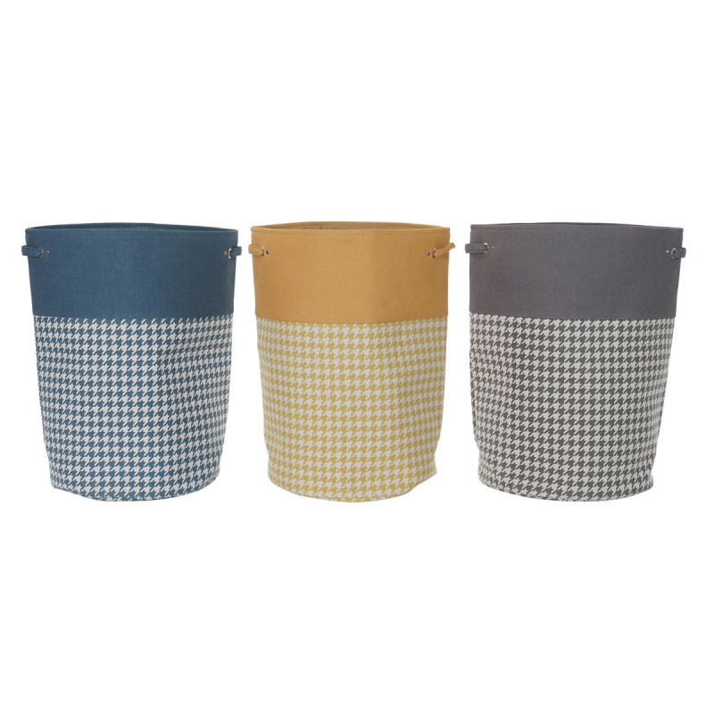 Cesto para la Ropa Sucia DKD Home Decor Pata de gallo Metal Amarillo A