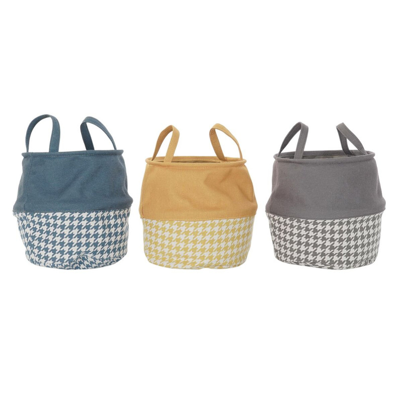 Cesto para la Ropa Sucia DKD Home Decor Pata de gallo Amarillo Gris Gr