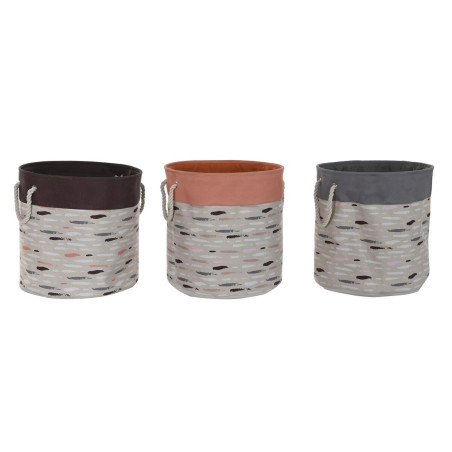 Cesto para la Ropa Sucia DKD Home Decor Gris Naranja 45 x 45 x 45 cm (