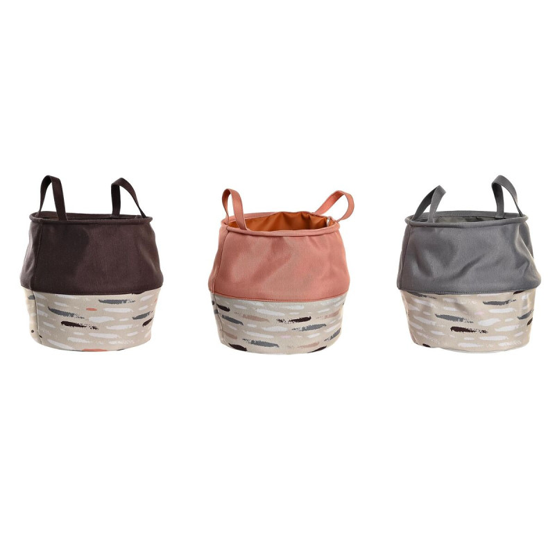 Cesto para la Ropa Sucia DKD Home Decor Gris Naranja 28 x 28 x 30 cm (