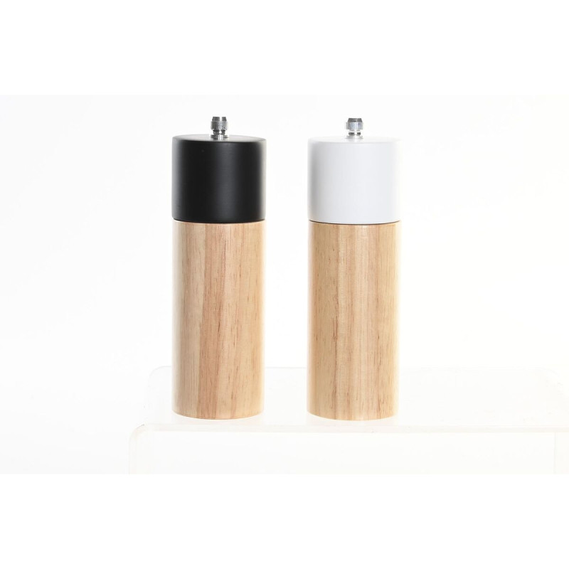 Salero-Pimentero DKD Home Decor 5 x 5 x 16 cm Cerámica Negro Madera d