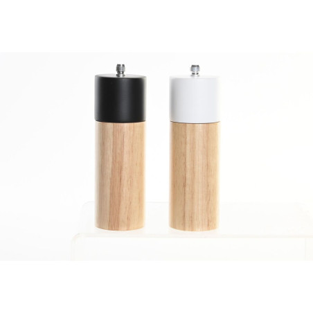 Salero-Pimentero DKD Home Decor 5 x 5 x 16 cm Cerámica Negro Madera d