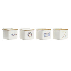 Salero con Tapa DKD Home Decor Marino Multicolor Bambú Dolomita 12,5