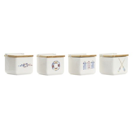 Salero con Tapa DKD Home Decor Marino Multicolor Bambú Dolomita 12,5
