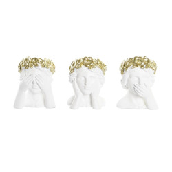 Macetero DKD Home Decor Dorado Resina Mujer 16,5 x 16 x 21 cm (3 Unida