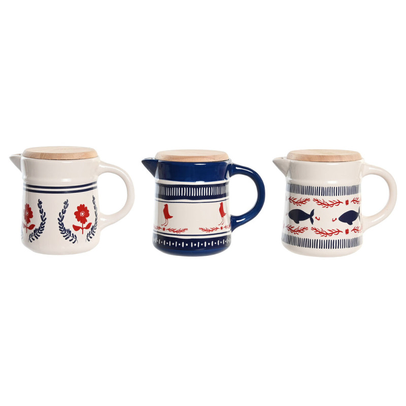 Grasera para Carne o Pescado DKD Home Decor Rojo Azul Acero Inoxidable