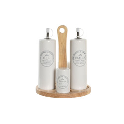 Set de Aceitera y Vinagrera DKD Home Decor Blanco Madera Gres 18 x 15