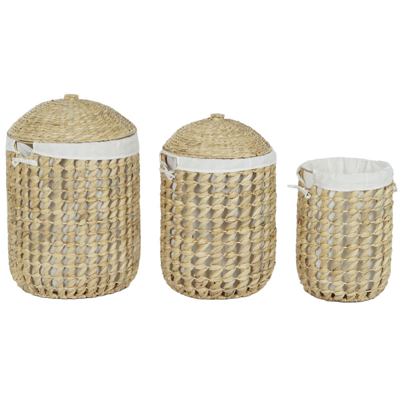 Cesto para la Ropa Sucia Home ESPRIT Blanco Natural 3 Piezas 46 x 46 x