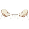 Conjunto de Mesa con 2 Sillones Home ESPRIT Blanco Beige Gris Metal Cr
