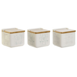 Salero con Tapa DKD Home Decor Azul Blanco Verde Lila Bambú Scandi 75
