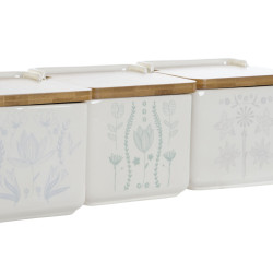 Salero con Tapa DKD Home Decor Azul Blanco Verde Lila Bambú Scandi 75
