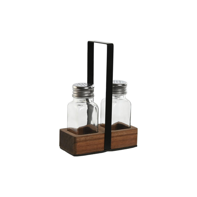 Salero y Pimentero Home ESPRIT Negro Cristal Madera de acacia 12 x 6 x Salero y Pimentero Home ESPRIT Negro Cristal Madera de acacia 12 x 6 x