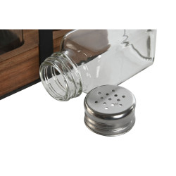 Salero y Pimentero Home ESPRIT Negro Cristal Madera de acacia 12 x 6 x
