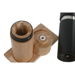 Salero y Pimentero Home ESPRIT Negro Natural Acero Inoxidable Madera d