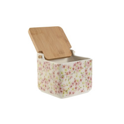 Salero con Tapa Home ESPRIT Blanco Rosa Lila Bambú 750 ml 14 x 12,5 x