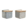 Salero con Tapa Home ESPRIT Azul Beige Rosa Lila Bambú 750 ml 14 x 12