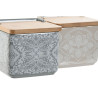 Salero con Tapa Home ESPRIT Azul Beige Rosa Lila Bambú 750 ml 14 x 12