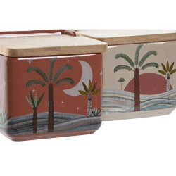 Salero con Tapa Home ESPRIT Beige Rosa Terracota Lila Bambú 750 ml 14